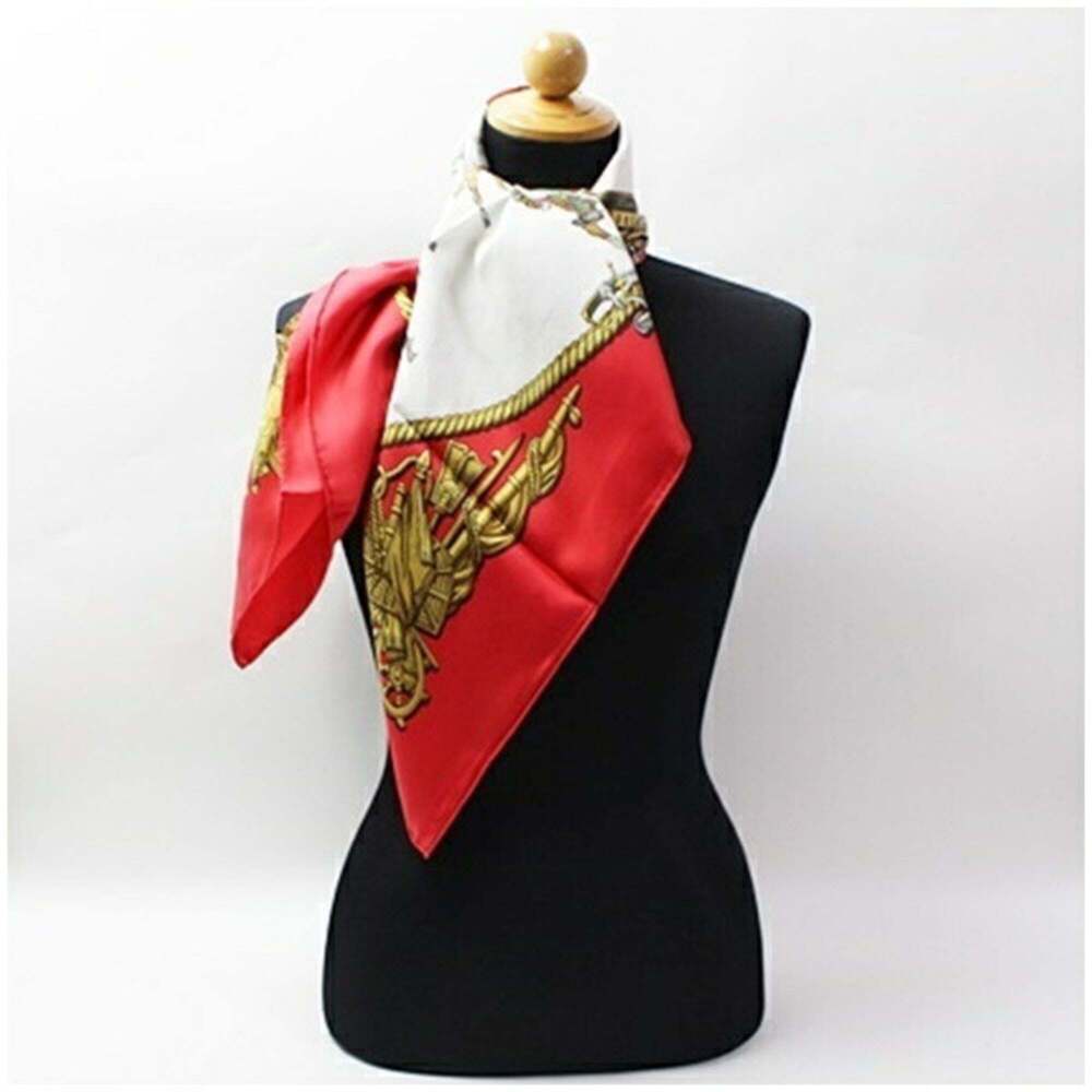 HERMES Red Silk Scarf - Picture 4 of 9